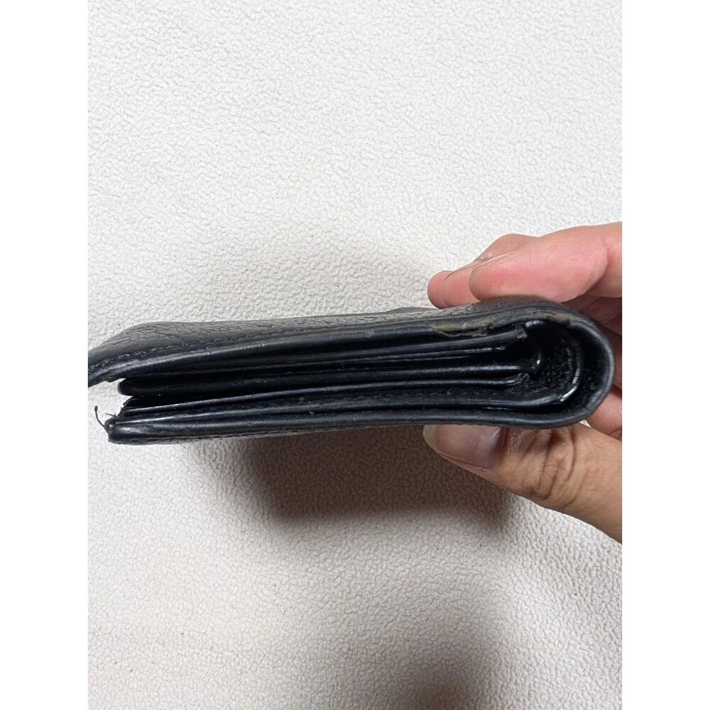 Coach Men's 3-in-1 Compact ID Wallet Black Embossed Signature Leather Monogram